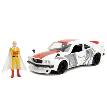 Машина металлическая Jada Ванпанчмен Мазда RX-3 (1974) с фигуркой Сайтама, 1:24, белый (253255058) - Pampik