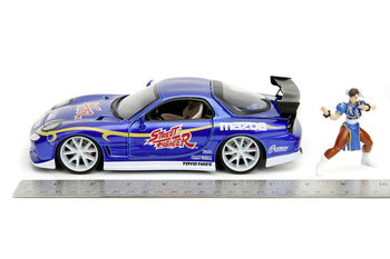 Машина металлическая Jada Уличный боец Mazda RX-7 с фигуркой Чан-ли, 1:24, синий (253255062) - Pampik - 10