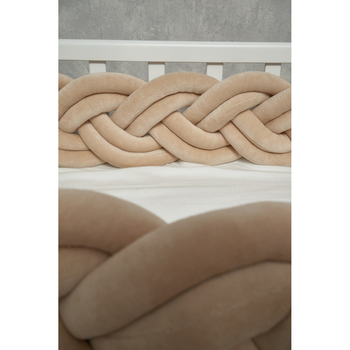 Бампер-косичка Twins, 3-х прядна, подвійна, 300х18 см, бежевий (2020K32-300-02) - Pampik - 4