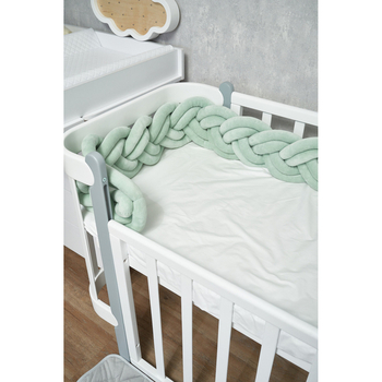 Бампер-косичка Twins, 3-х прядна, подвійна, 240х18 см, ментоловий (2020K32-240-14) - Pampik - 2