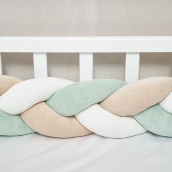 Бампер-косичка Twins, 3-х прядна, 150 см, ментоловий (2020-K3-150-014) - Pampik - 3