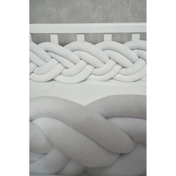 Бампер-косичка Twins, 3-х прядна, подвійна, 260х18 см, бІлий (2020K32-260-01) - Pampik - 2