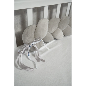 Бампер-косичка Twins, 3-х прядна, 120 см, сірий (2020-К3-120-10) - Pampik - 3