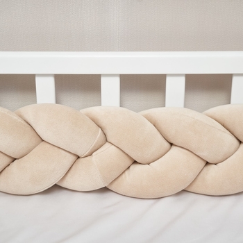 Бампер-косичка Twins, 3-х прядна, 120 см, латте (2020-K3-120-201) - Pampik - 3