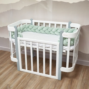 Бампер-косичка Twins, 3-х прядна, 220 см, темно-ментоловий (2020-K3-220-31) - Pampik - 2