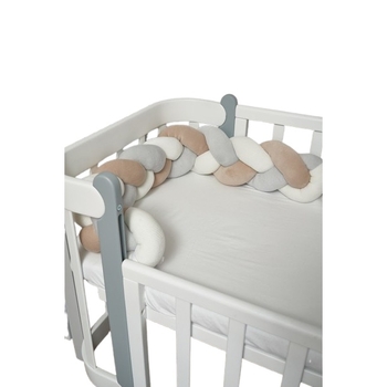 Бампер-косичка Twins Ego, 3-х прядна, 200 см, бежевий з сірим (2020-K3-200E1002) - Pampik