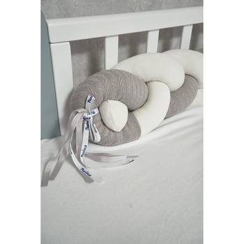 Бампер-косичка Twins Pastel, 3-х прядна, 220 см, сірий (2020-K3-220P-10) - Pampik - 3