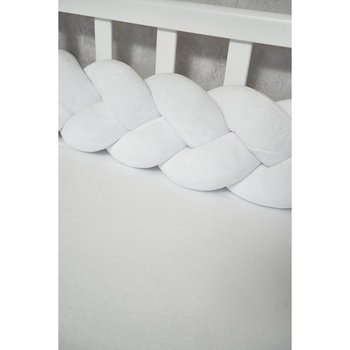 Бампер-косичка Twins, 3-х прядна, 220 см, білий (2020-K3-220-01) - Pampik - 2