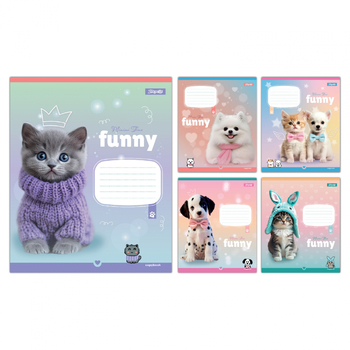 Набор тетрадей 1 Вересня Funny Pets, А5, в клетку, 12 листов, 25 шт. (768208) - Pampik