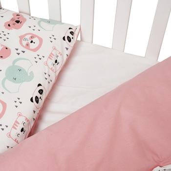 Комплект постільної білизни Twins Zoo, 120х90 см, 4 предмети, рожевий (3022-TZ-08) - Pampik - 3