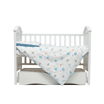 Комплект постільної білизни Twins Sky Cosmo, 120х90 см, 4 предмети, біло-блакитний (3023-TS-14C) - Pampik - 2