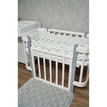 Бампер-косичка Twins, 3-х прядна, подвійна, 260х18 см, бІлий (2020K32-260-01) - Pampik - 4