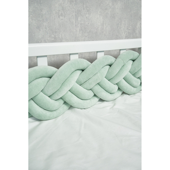 Бампер-косичка Twins, 3-х прядна, подвійна, 260х18 см, ментоловий (2020K32-260-14) - Pampik - 4