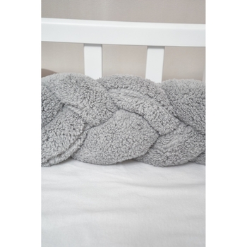 Бампер-косичка Twins Teddy, 3-х прядна, 120 см, сірий (2020-K3T120-10) - Pampik - 4