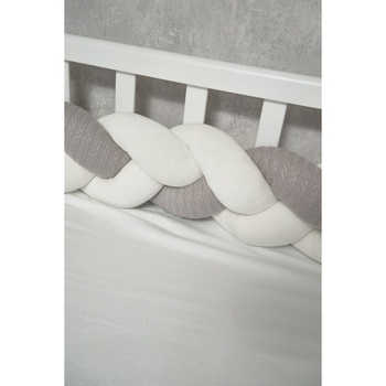 Бампер-косичка Twins Pastel, 3-х прядна, 220 см, сірий (2020-K3-220P-10) - Pampik - 2