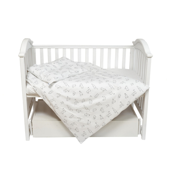 Комплект постільної білизни Twins Zoo Rabbit, 120х90 см, 4 предмети, білий (3022-TZ-01) - Pampik