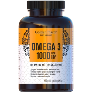 Жирные кислоты Golden Pharm Omega-3 1000 mg, 120 капсул - Pampik