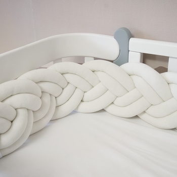 Бампер-косичка Twins, 3-х прядна, подвійна, 120х18 см, білий (2020-K3-2-120-01) - Pampik - 4