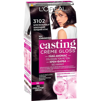 Краска-уход для волос L'Oreal Paris Casting Creme Gloss тон 3102, холодный темно-каштановый, без аммиака, 120 мл - Pampik