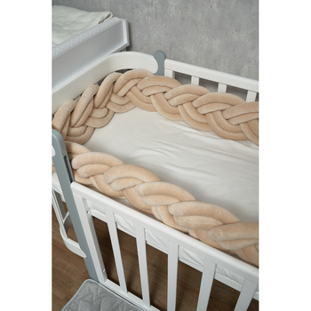 Бампер-косичка Twins, 3-х прядна, подвійна, 300х18 см, бежевий (2020K32-300-02) - Pampik - 2