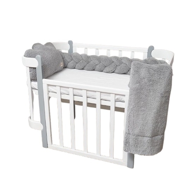 Бампер-косичка Twins Teddy, 3-х прядна, 120 см, сірий (2020-K3T120-10) - Pampik