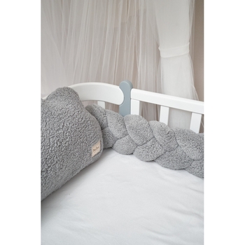 Бампер-косичка Twins Teddy, 3-х прядна, 120 см, сірий (2020-K3T120-10) - Pampik - 3