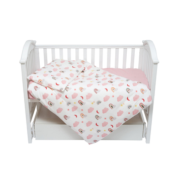 Комплект постільної білизни Twins Comfort Soft Веселки, фланель, 3 предмети, білий з рожевим (3010-TS-08R) - Pampik