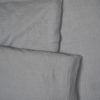 Комплект постільної білизни Twins Muslin, 3 предмети, сірий (3031-TM-10) - Pampik - 2