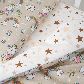 Комплект постільної білизни Twins Unicorn, 3 предмети, бежевий (3021-TU-02) - Pampik - 2