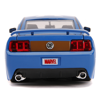 Машина металева Jada Марвел. Месники Форд Мустанг GT (2006) з фігуркою Капітана Америки,1:24, синій (253225007) - Pampik - 10