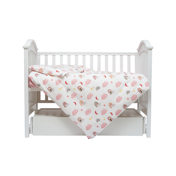 Комплект постільної білизни Twins Comfort Soft Веселки, фланель, 3 предмети, білий з рожевим (3010-TS-08R) - Pampik - 2