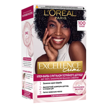 Фарба для волосся L'Oreal Paris Excellence Creme відтінок 1.00 чорний,176 мл - Pampik