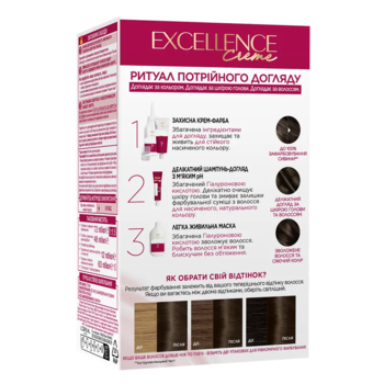 Фарба для волосся L’Oréal Paris Excellence Creme, відтінок 4.00 (каштановий), 176 мл - Pampik - 2