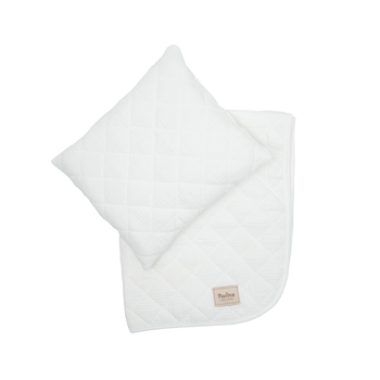 Набір Twins Geometry Milk: плед та подушка, муслін, стьобаний, світло-бежевий (2024-TG-202) - Pampik