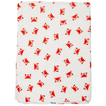 Плед Twins Crab, двошаровий муслін, 110х75 см, білий з червоним (1410-110/75-12) - Pampik