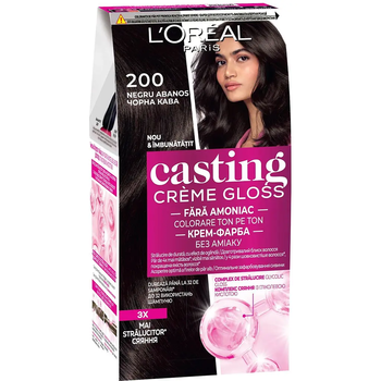 Фарба-догляд для волосся L'Oreal Paris Casting Creme Gloss відтінок 200 чорна кава, без аміаку, 120 мл - Pampik