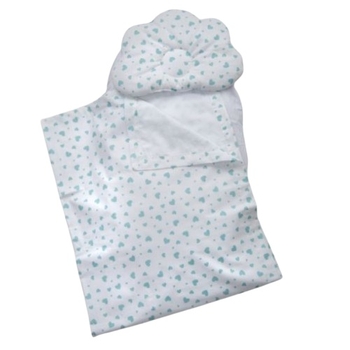 Набір в коляску Twins Сердечка: плед, ортопедична подушка, простирадло, ментоловий (1499-TMХБ-20Sm) - Pampik