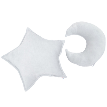 Бампер-подушка Twins Месяц и Звездочка Ego, велюр, серый (7099-TMSEV-10) - Pampik