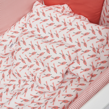 Постельный комплект Twins Dolce Limited Птички, 8 эл., коралловый (4060-DL-405) - Pampik - 2