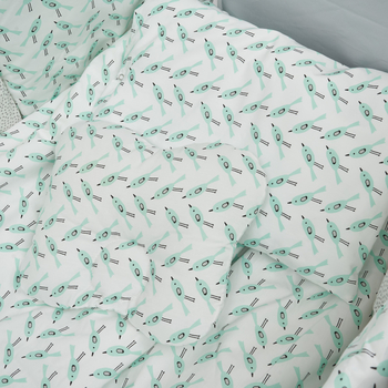 Постельный комплект Twins Dolce Limited Птички, 8 эл., мятный (4060-DL-406) - Pampik - 2
