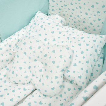 Постельный комплект Twins Dolce Limited Сердечка, 8 эл., мятный (4060-DL-402) - Pampik - 2