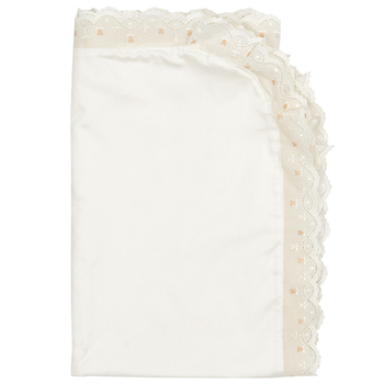 Крижма - плед Twins 100x80 сатин з мереживом 1401-100/80-S-202 ecru - Pampik