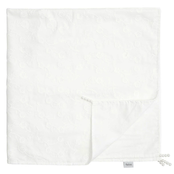 Крижма-плед Twins Pure Flower, батистова з перлинами, 100x100 см, білий (1402-КТP-100/100-202F) - Pampik