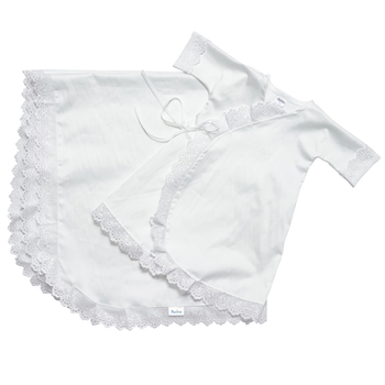 Набір для хрещення Twins: крижма 90x90 см і сукня р.56, сатин, білий (1407-NXD-56-01) - Pampik