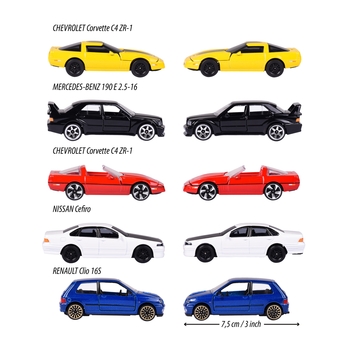 Набор металлических машинок Majorette Винтаж. 90-е, 7.5 см, 5 шт. (2052021) - Pampik - 3