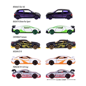 Набір металевих машинок Majorette Лiмiтована серiя. Яскравий слiд, 7.5 см, 5 шт. (2054035) - Pampik - 3