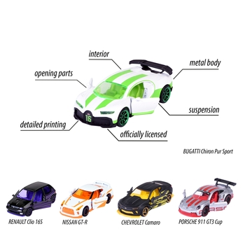 Набір металевих машинок Majorette Лiмiтована серiя. Яскравий слiд, 7.5 см, 5 шт. (2054035) - Pampik - 5