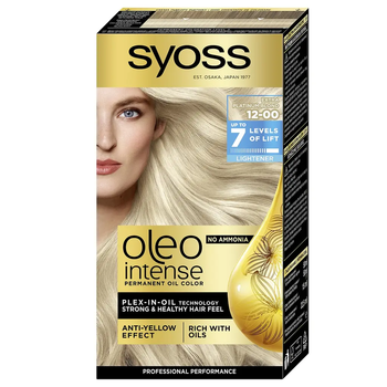 Краска для волос Syoss Oleo Intense 12-00 Платиновый блонд экстра, 115 мл - Pampik