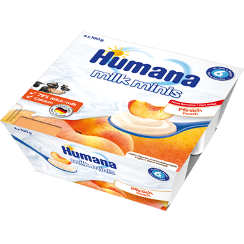 Продукт кисломолочний Humana Milk Minis Персик, 400 г (4 шт. по 100 г) - Pampik