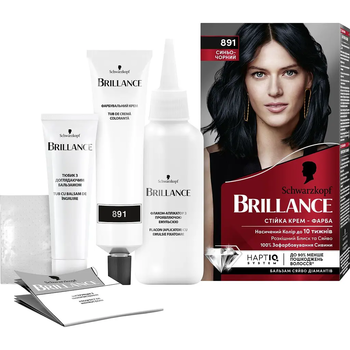 Фарба для волосся Brillance 891 Синяво-чорний, 143,7 мл - Pampik - 6